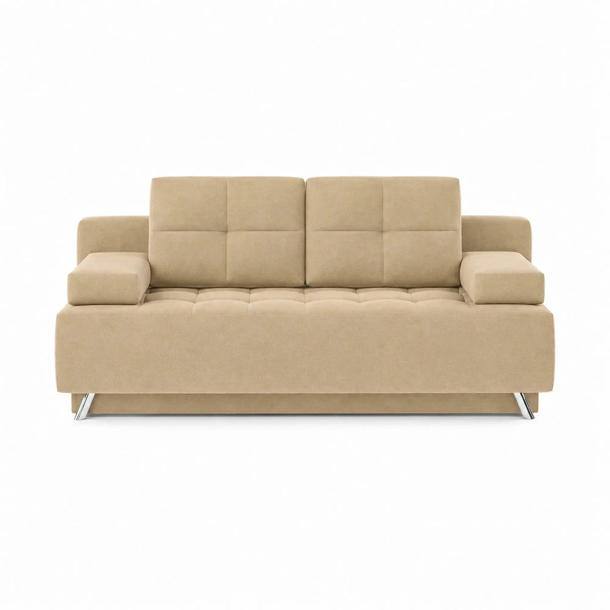Canapea extensibila OSLO, stofa catifelata crem - Riviera 21, cu lada depozitare, 197x94x90 cm