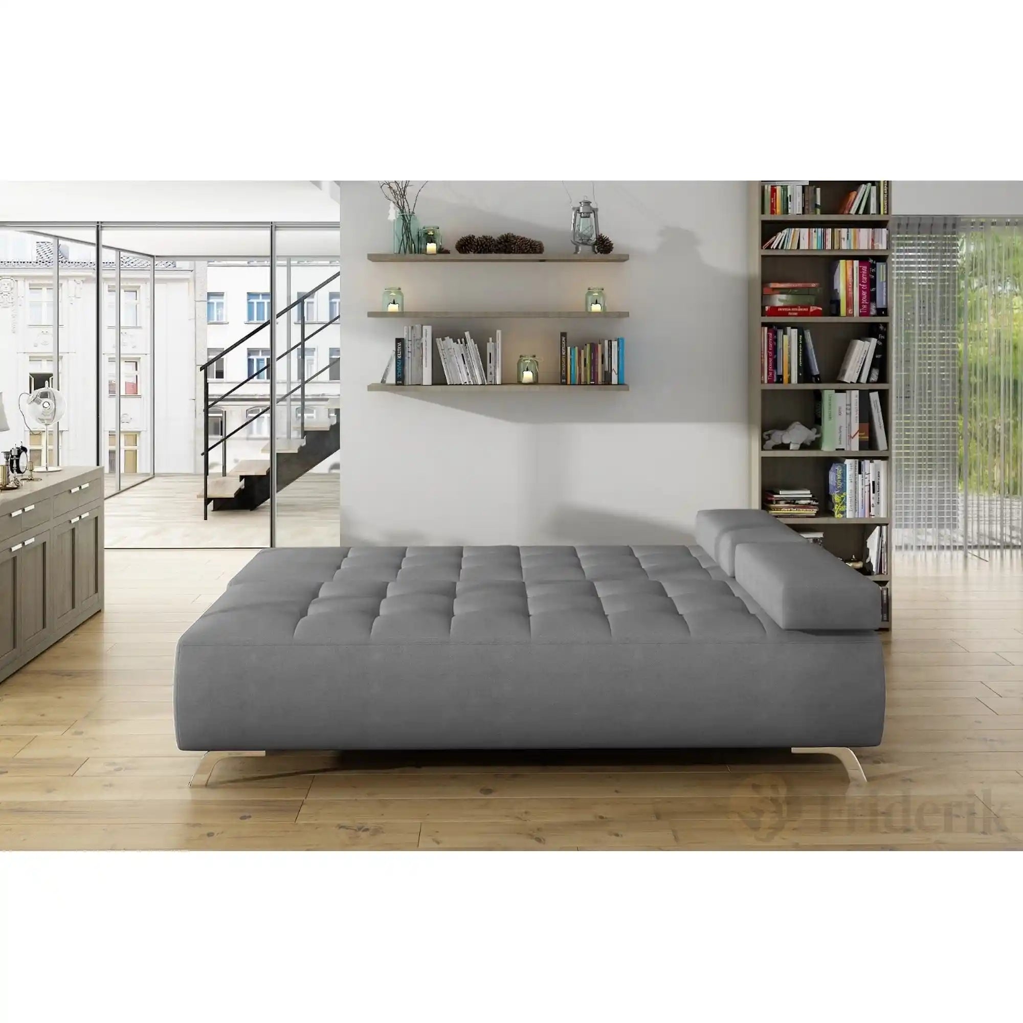 Canapea extensibila OSLO, stofa catifelata galben - Terra 48, Gama Premium, cu lada depozitare, 197x94x90 cm