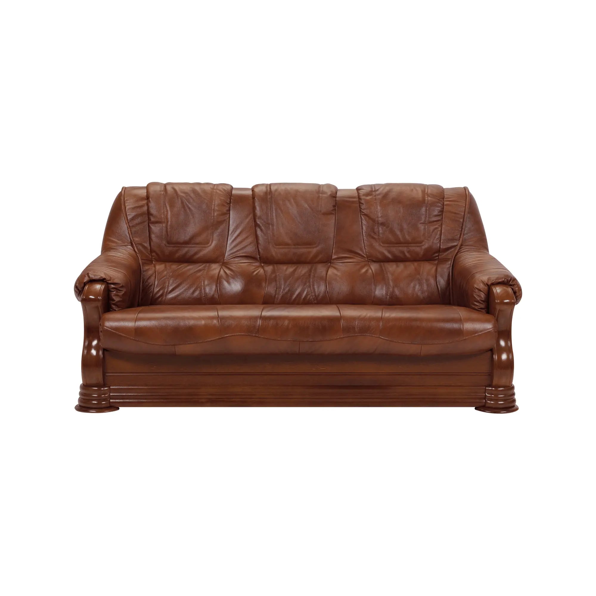 Canapea extensibila PARMA, maro, piele naturala/lemn/placaj, 195x96/140x95 cm