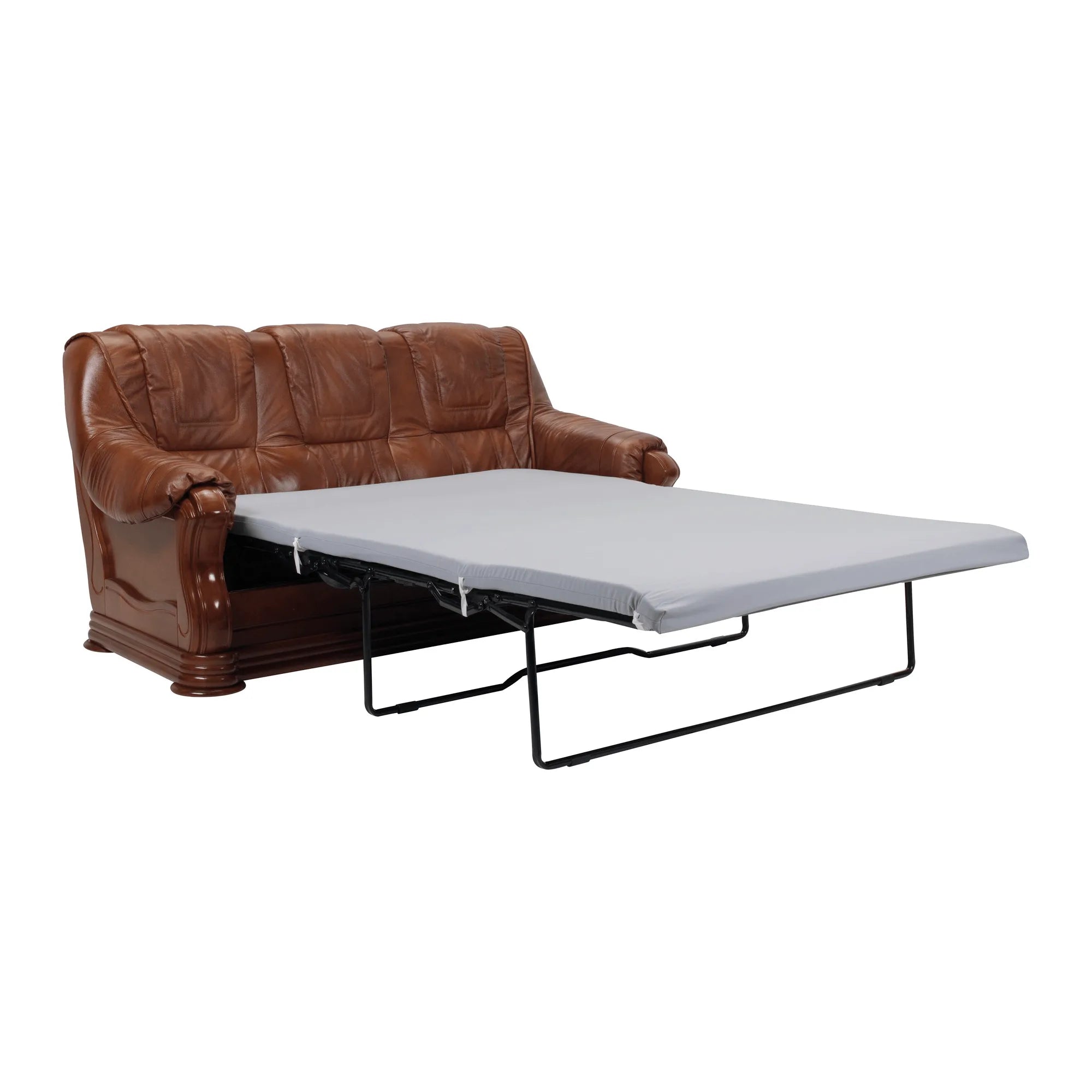 Canapea extensibila PARMA, maro, piele naturala/lemn/placaj, 195x96/140x95 cm