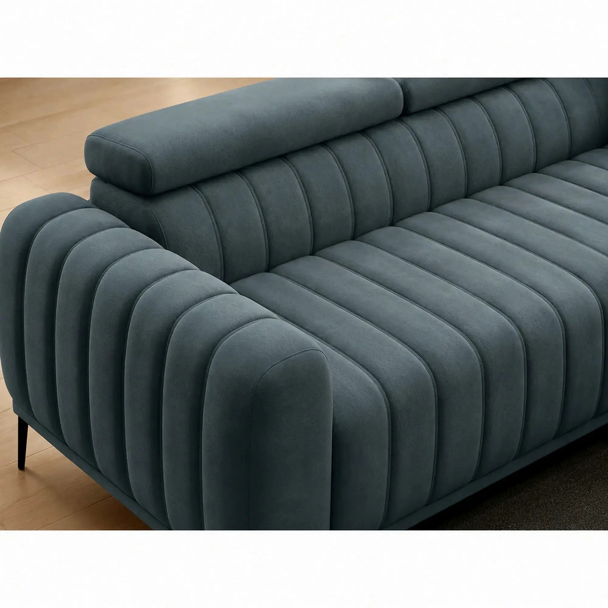 Canapea extensibila pat dublu GANDI 160, stofa catifelata turcoaz inchis - Riviera 87, cu tetiere reglabile, 227x102x95 cm
