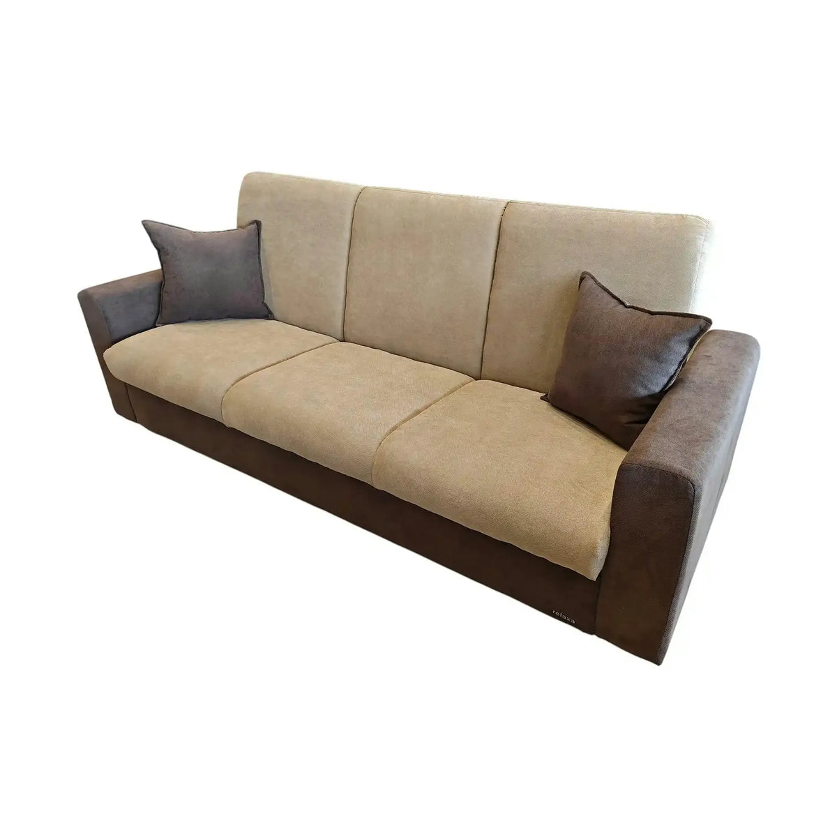 Canapea extensibila RE, stofa clasica bej - Soro 8/maro - Soro 28, cu lada depozitare, 225x90x95 cm