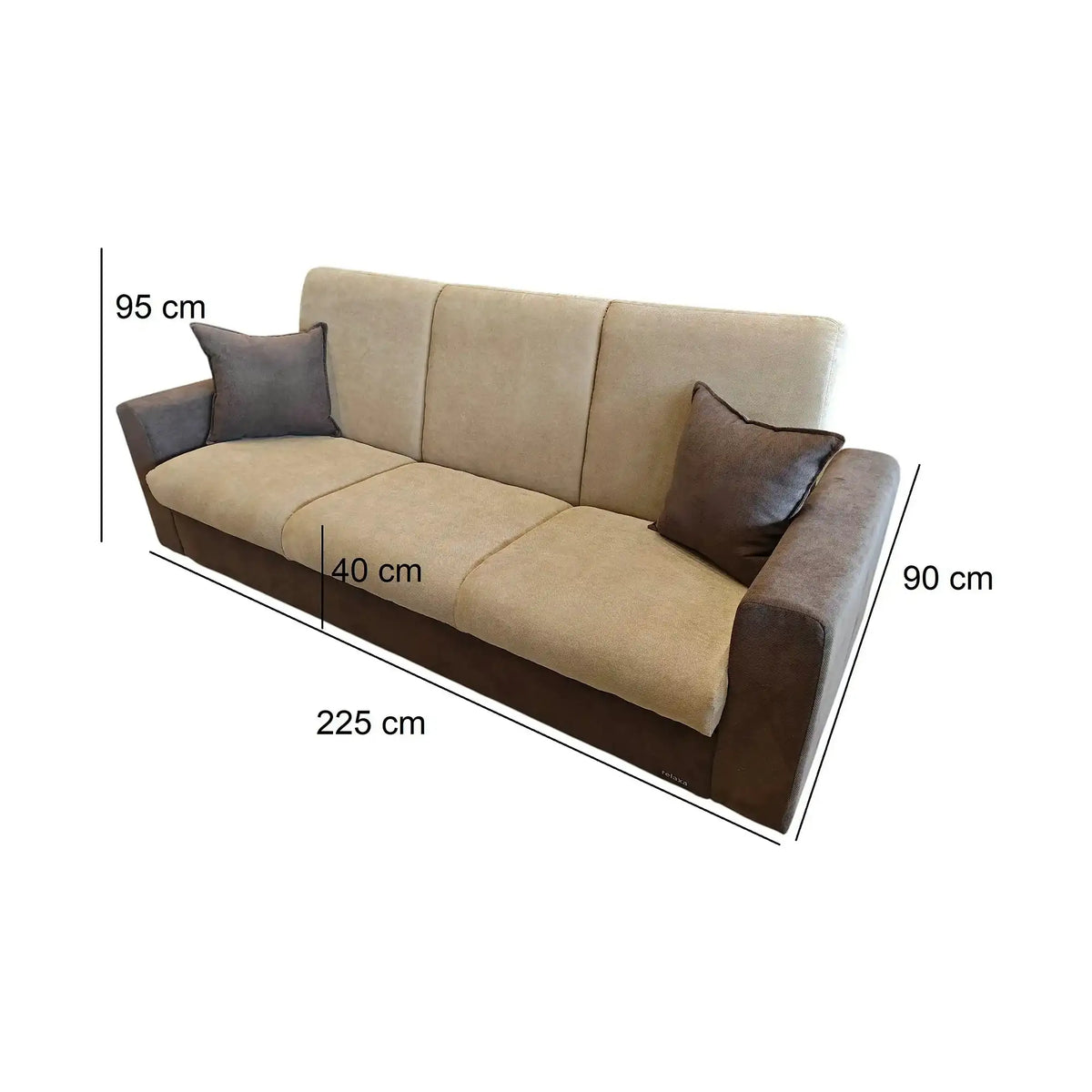 Canapea extensibila RE, stofa clasica bej - Soro 8/maro - Soro 28, cu lada depozitare, 225x90x95 cm