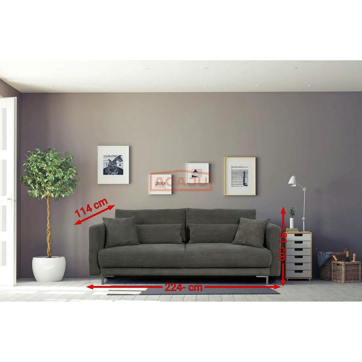 Canapea extensibila RICO, personalizabil materiale gama Platinium, cu lada depozitare, 224x114x91 cm
