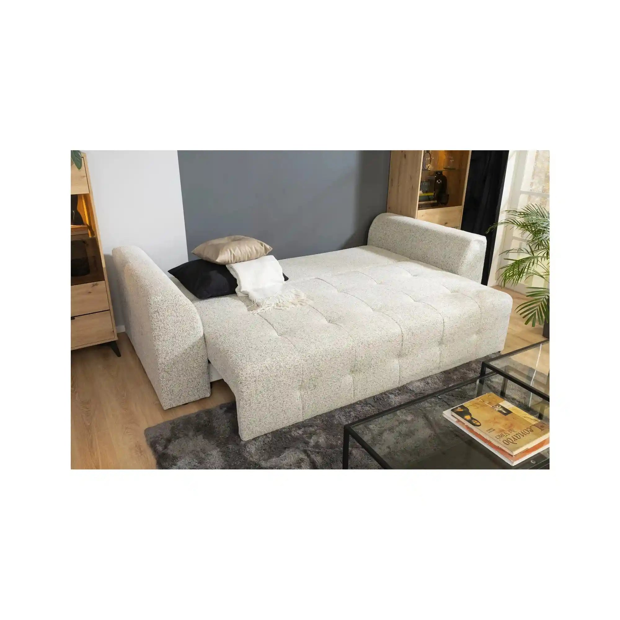 Canapea extensibila ROYAL IV, stofa bej deschis - Puente 06, 247x116x96 cm