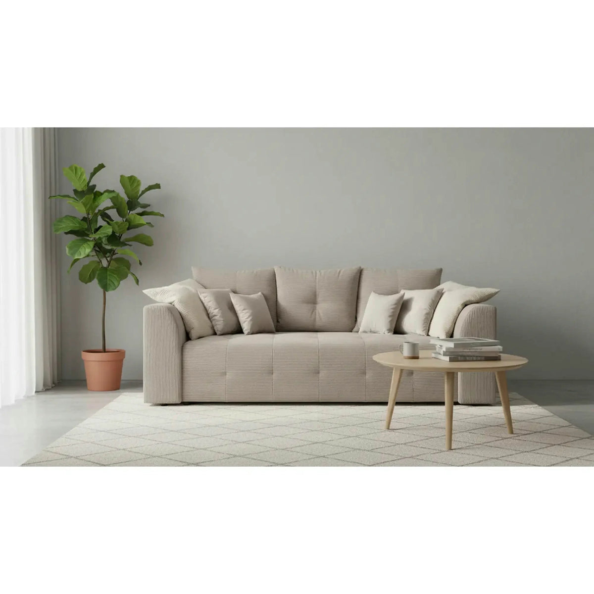 Canapea extensibila ROYAL IV, stofa catifelata bej - Poso 2, 247x116x96 cm