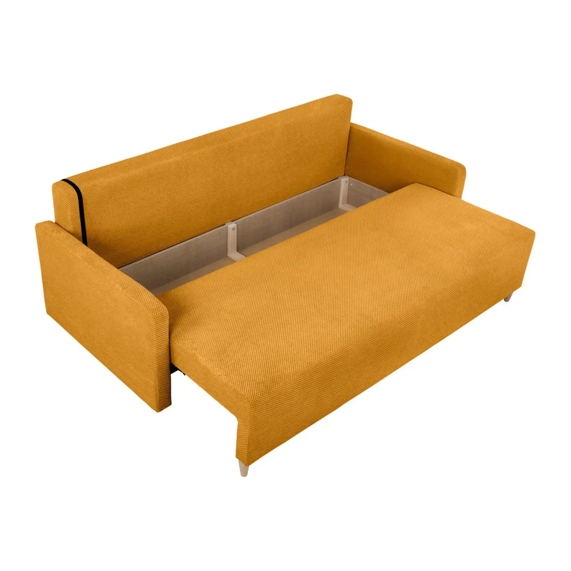 Canapea extensibila SIGMA, stofa catifelata galben - Onega 19, 208x90x92 cm