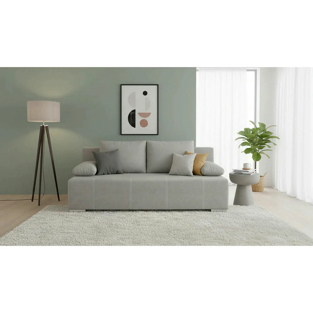 Canapea extensibila STREET IV, stofa catifelata gri - Enjoy new 21, 197x98x95 cm