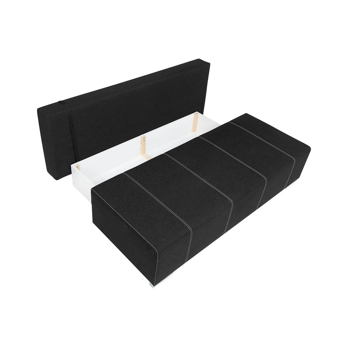 Canapea extensibila STREET IV, stofa catifelata negru - Denver 21, 197x98x95 cm