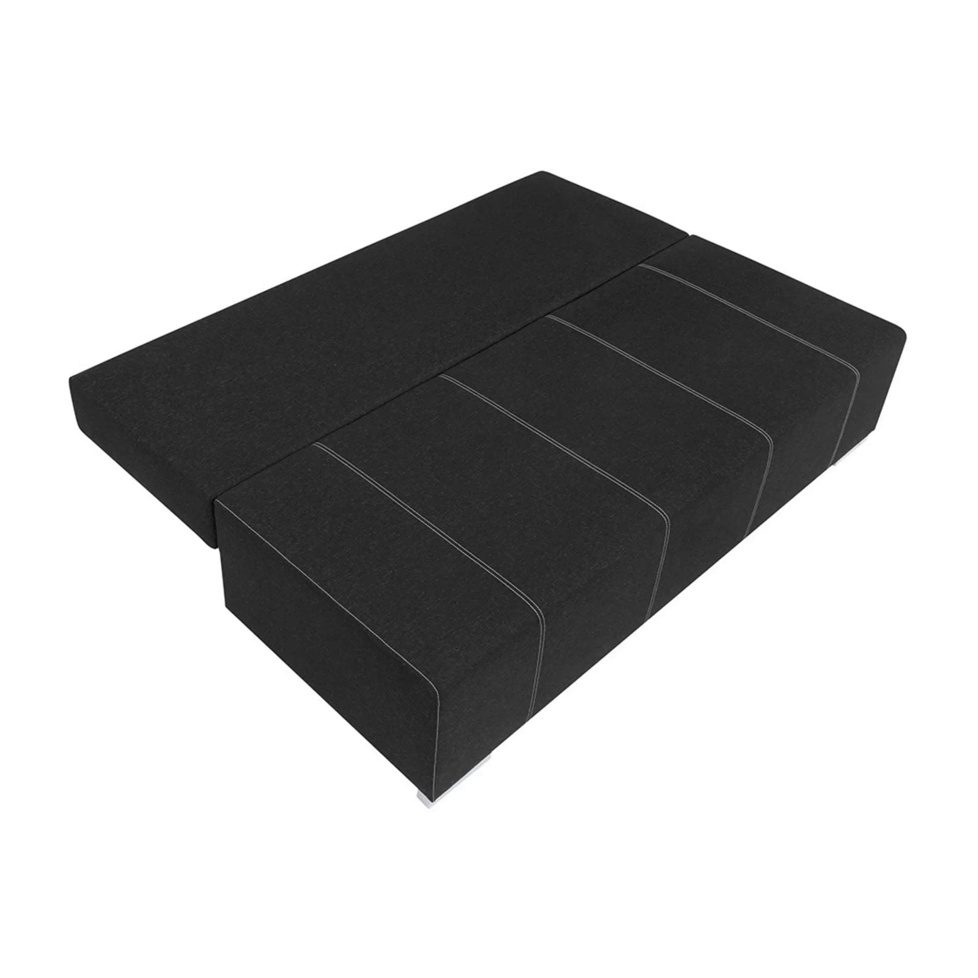 Canapea extensibila STREET IV, stofa catifelata negru - Denver 21, 197x98x95 cm