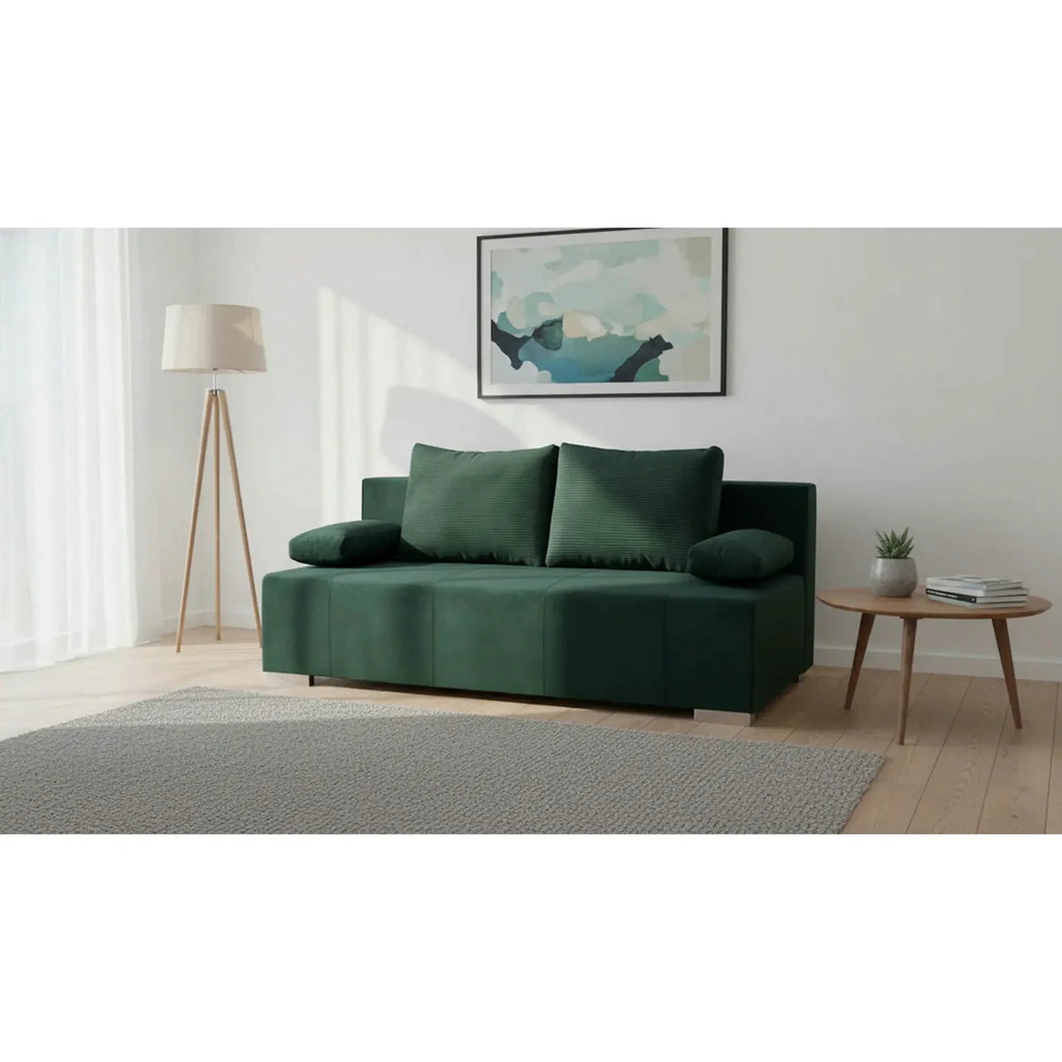 Canapea extensibila STREET IV, stofa catifelata verde - Trinity 28, 197x98x95 cm