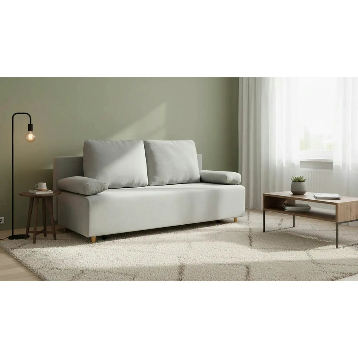 Canapea extensibila SUN, stofa catifelata gri - Enjoy New 45, 193x92x96 cm