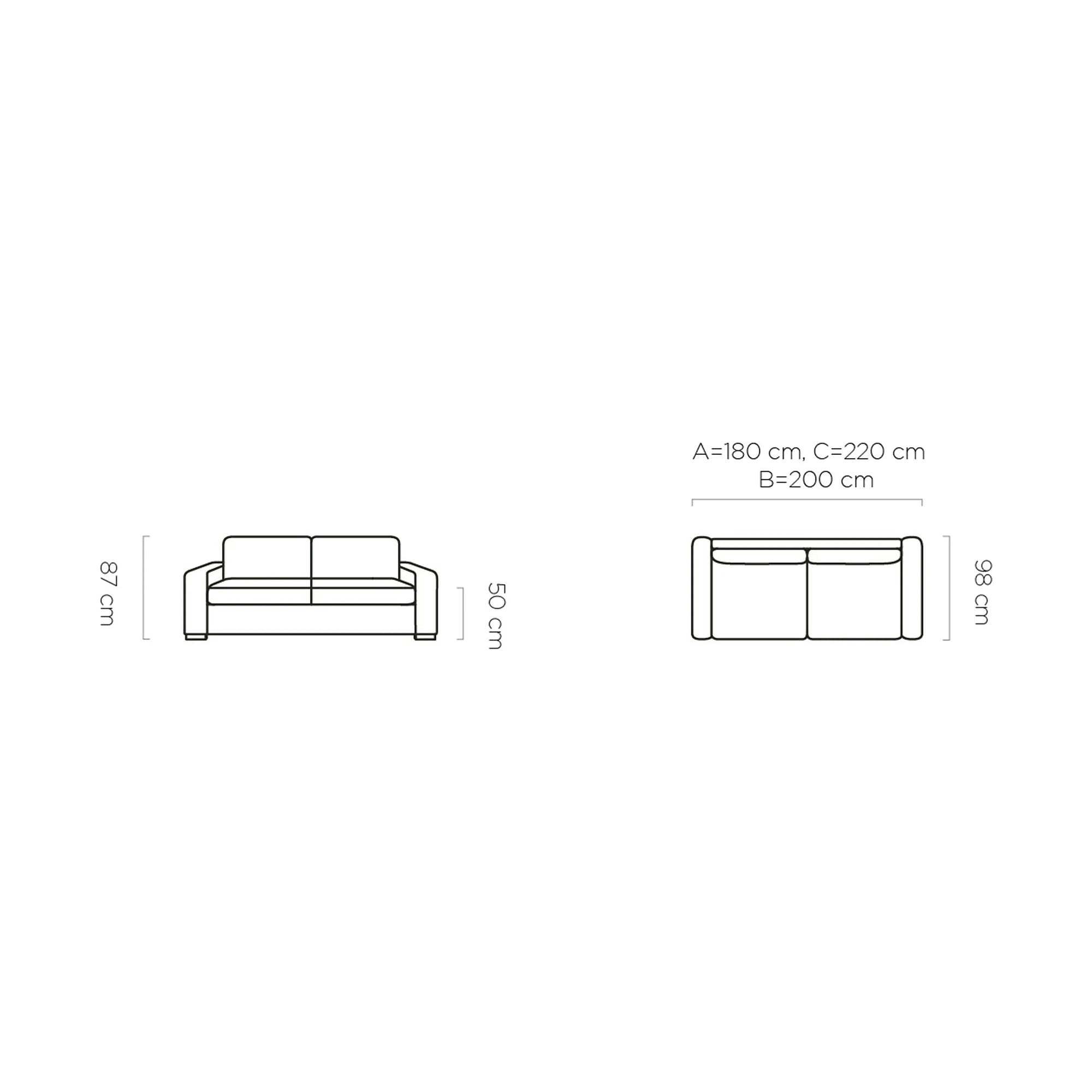 Canapea extensibila VANILLA 160, personalizabil, 220x98x87 cm