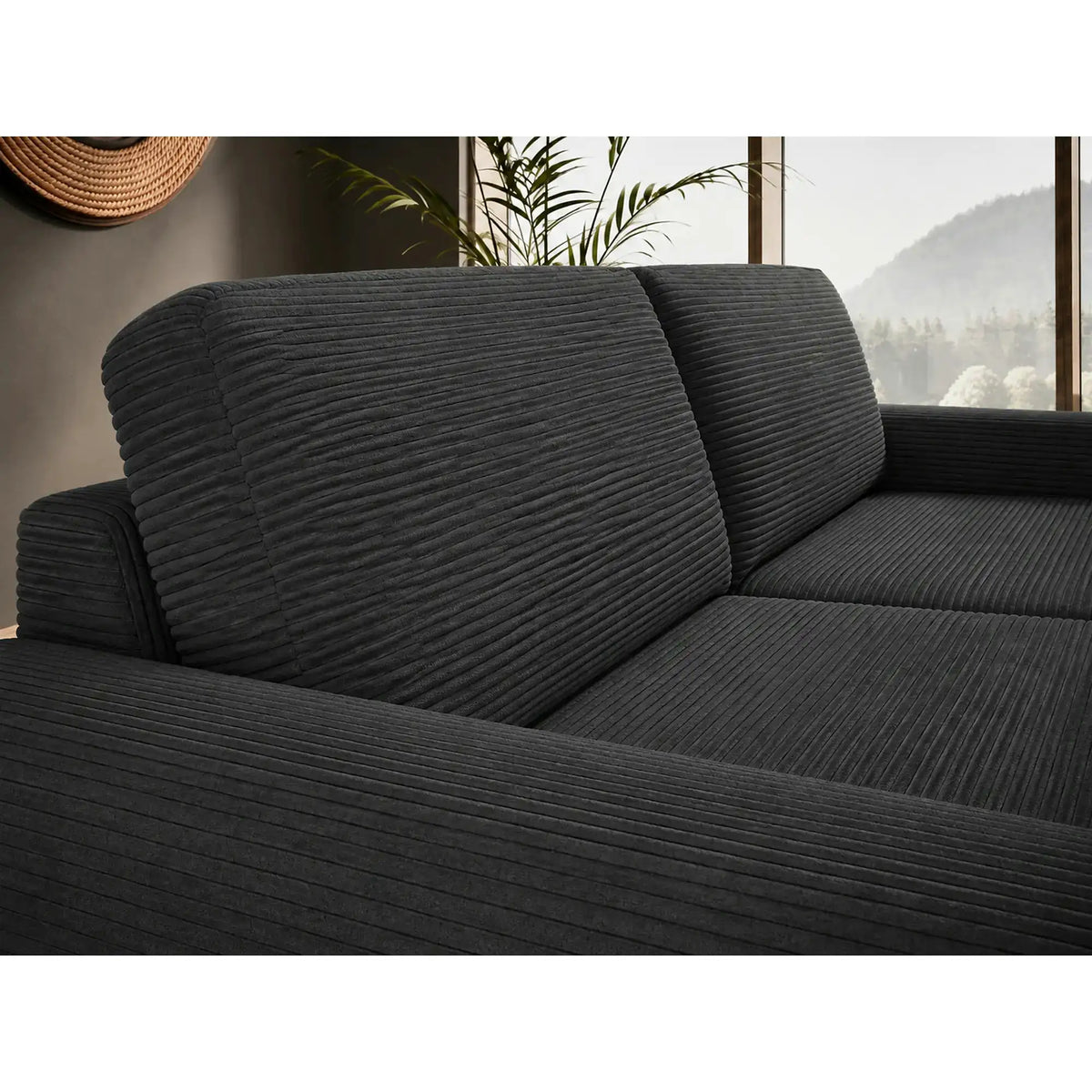 Canapea extensibila VANILLA 160, stofa catifelata gri grafit - Riviera 96, 220x98x87 cm