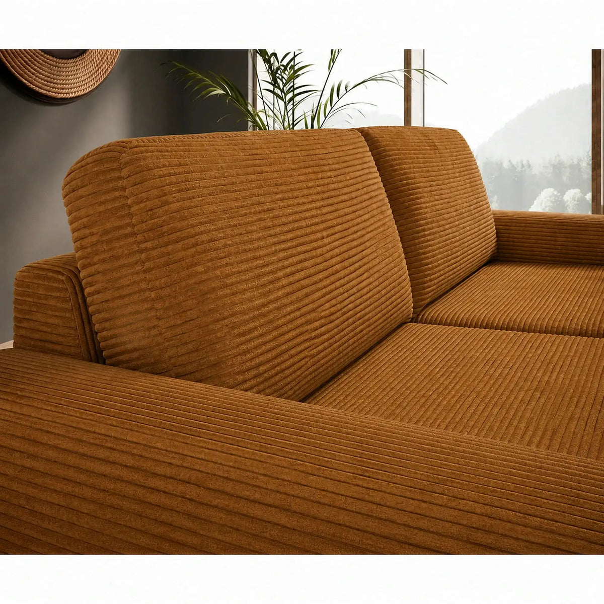 Canapea extensibila VANILLA 160, stofa catifelata maro - Element 07, 220x98x87 cm