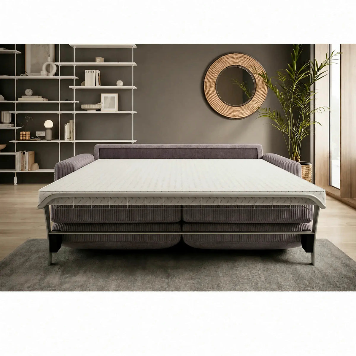 Canapea extensibila VANILLA 160, stofa catifelata maro - Whisper 5, 220x98x87 cm