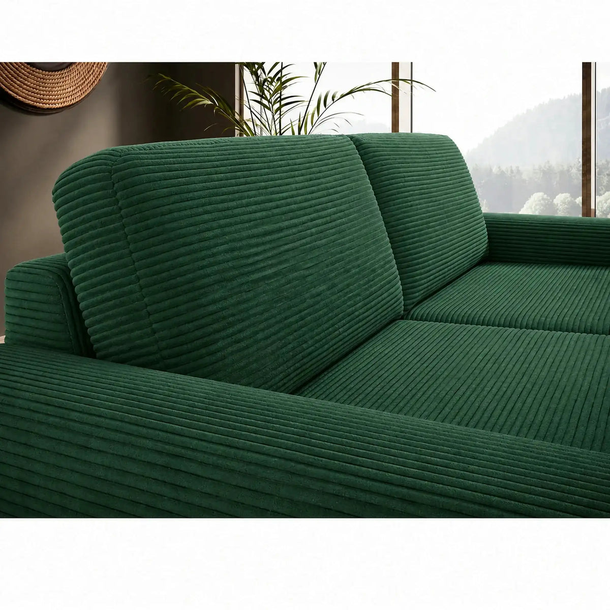 Canapea extensibila VANILLA 160, stofa catifelata verde - Cloud 39, 220x98x87 cm