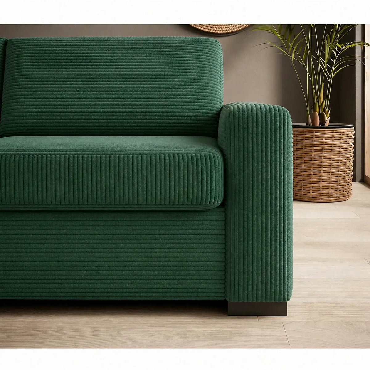 Canapea extensibila VANILLA 160, stofa catifelata verde - Cloud 39, 220x98x87 cm