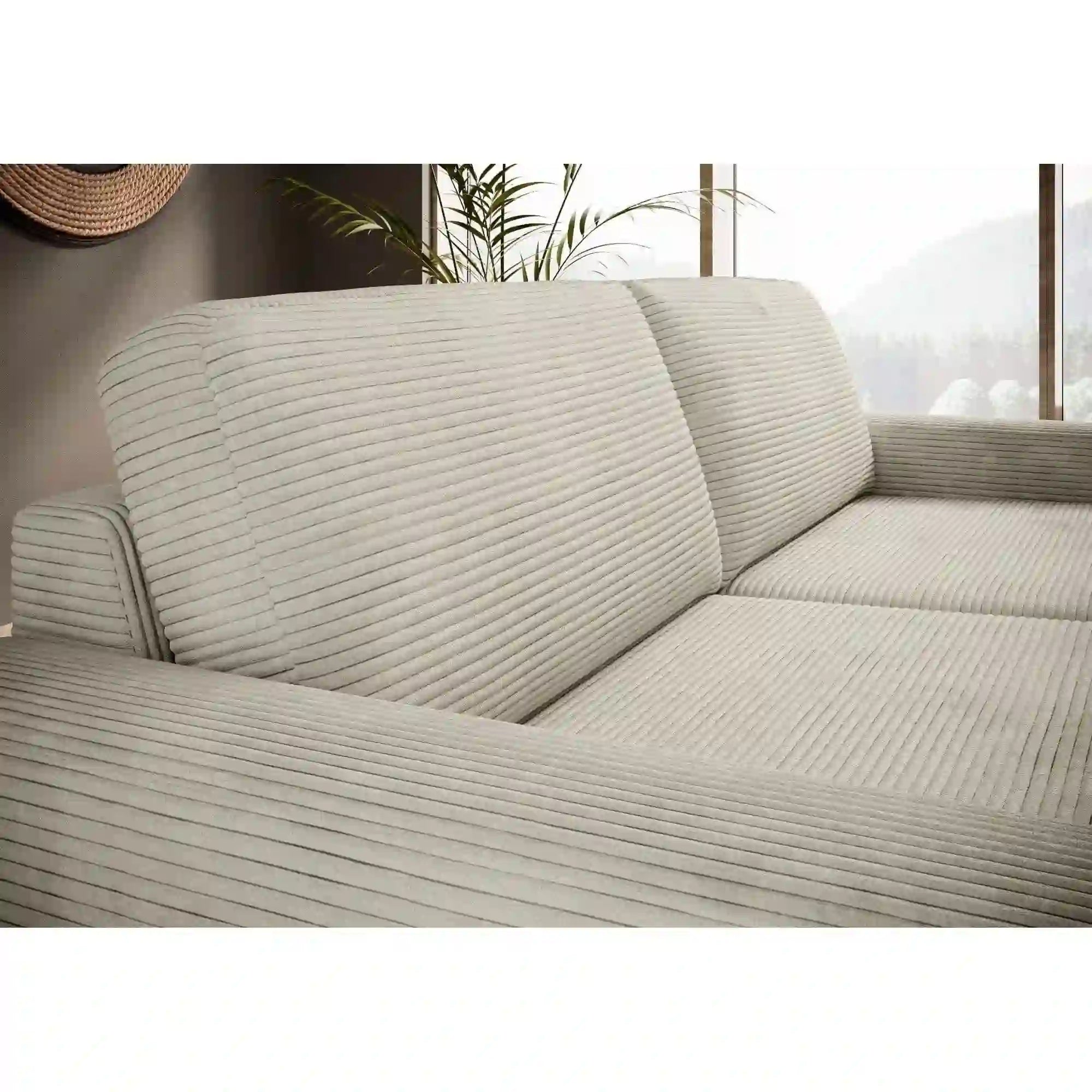 Canapea extensibila VANILLA 160, stofa catifelata maro - Whisper 5, Gama Premium, 220x98x87 cm