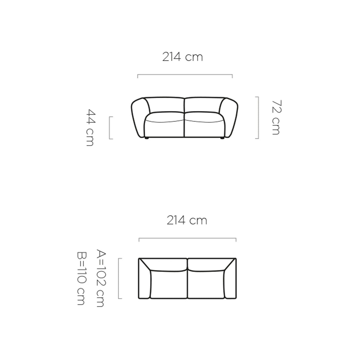 Canapea fixa CANDELO A, personalizabil materiale gama Premium, 214x102x72 cm