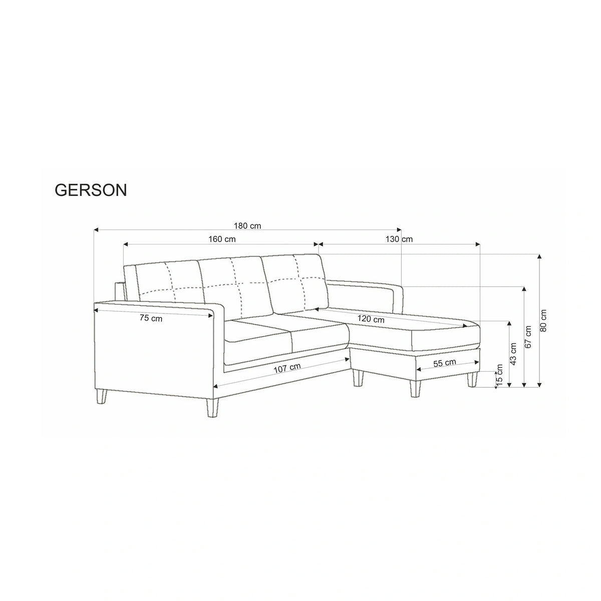 Canapea GERSON, bej, stofa clasica/polipropilena, 180x130x80 cm