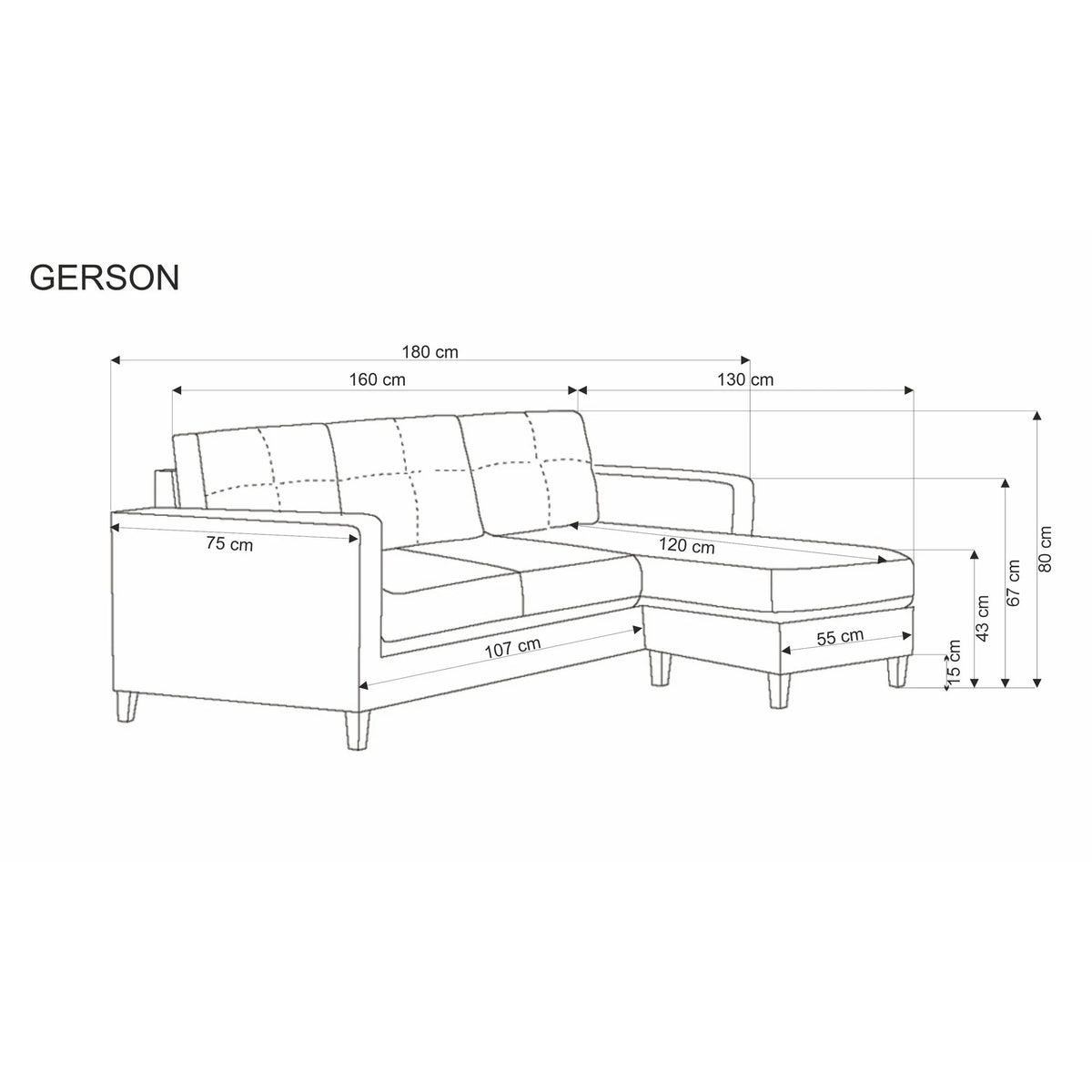 Canapea GERSON, bej, stofa clasica/polipropilena, 180x130x80 cm