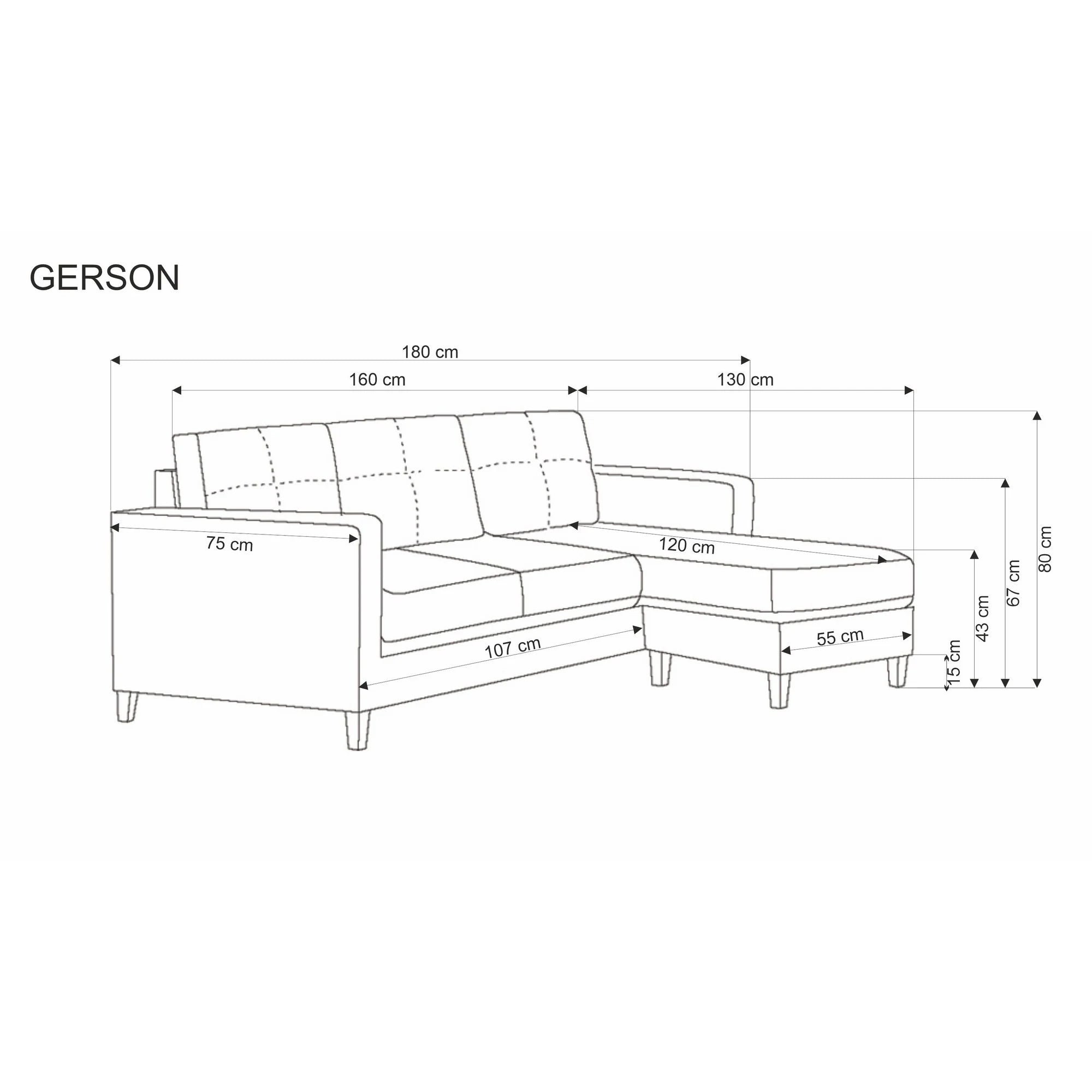 Canapea GERSON, gri, stofa clasica/polipropilena, 180x130x80 cm