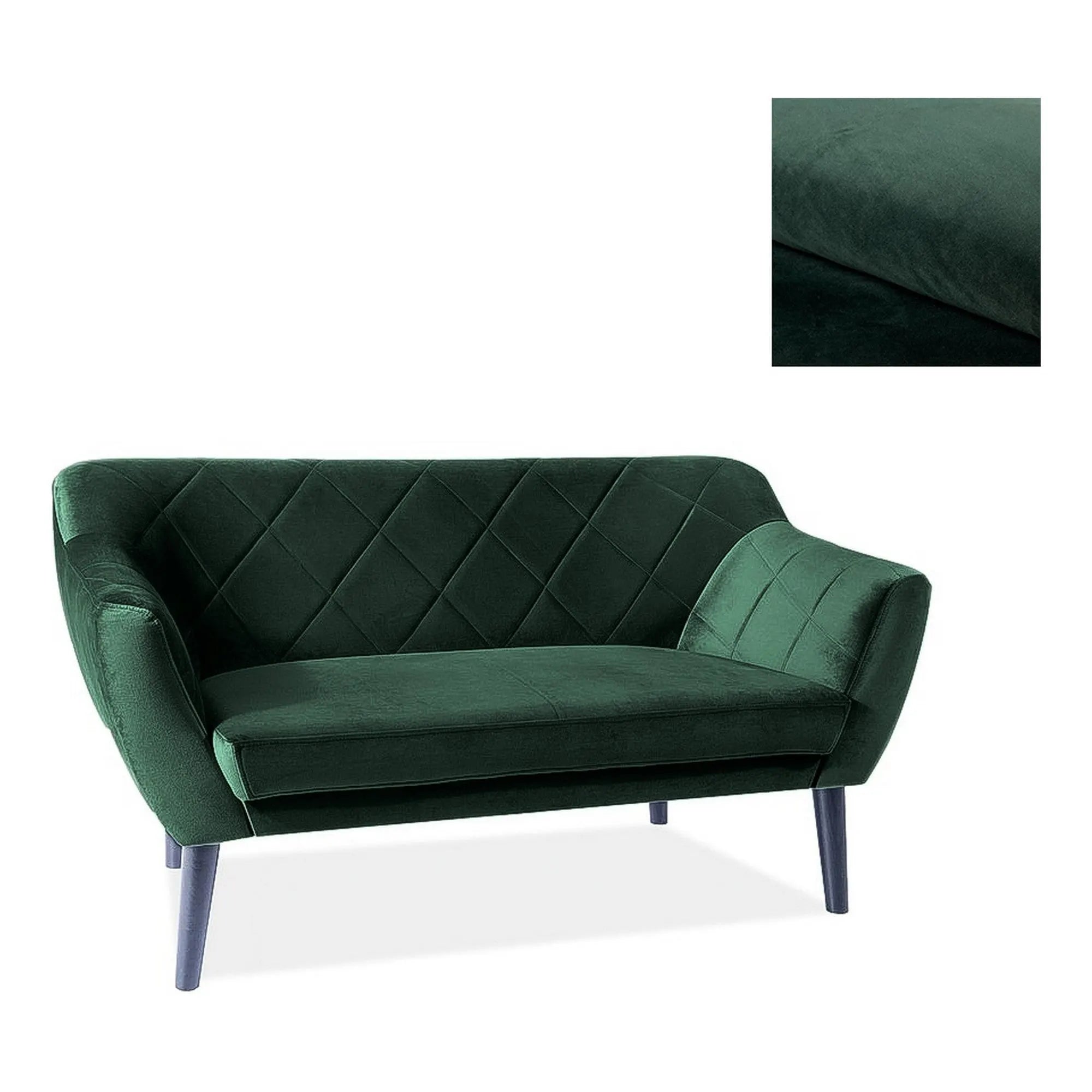 Canapea, KARO 2, verde - Bluvel 78, stofa catifelata, 140x75x76 cm