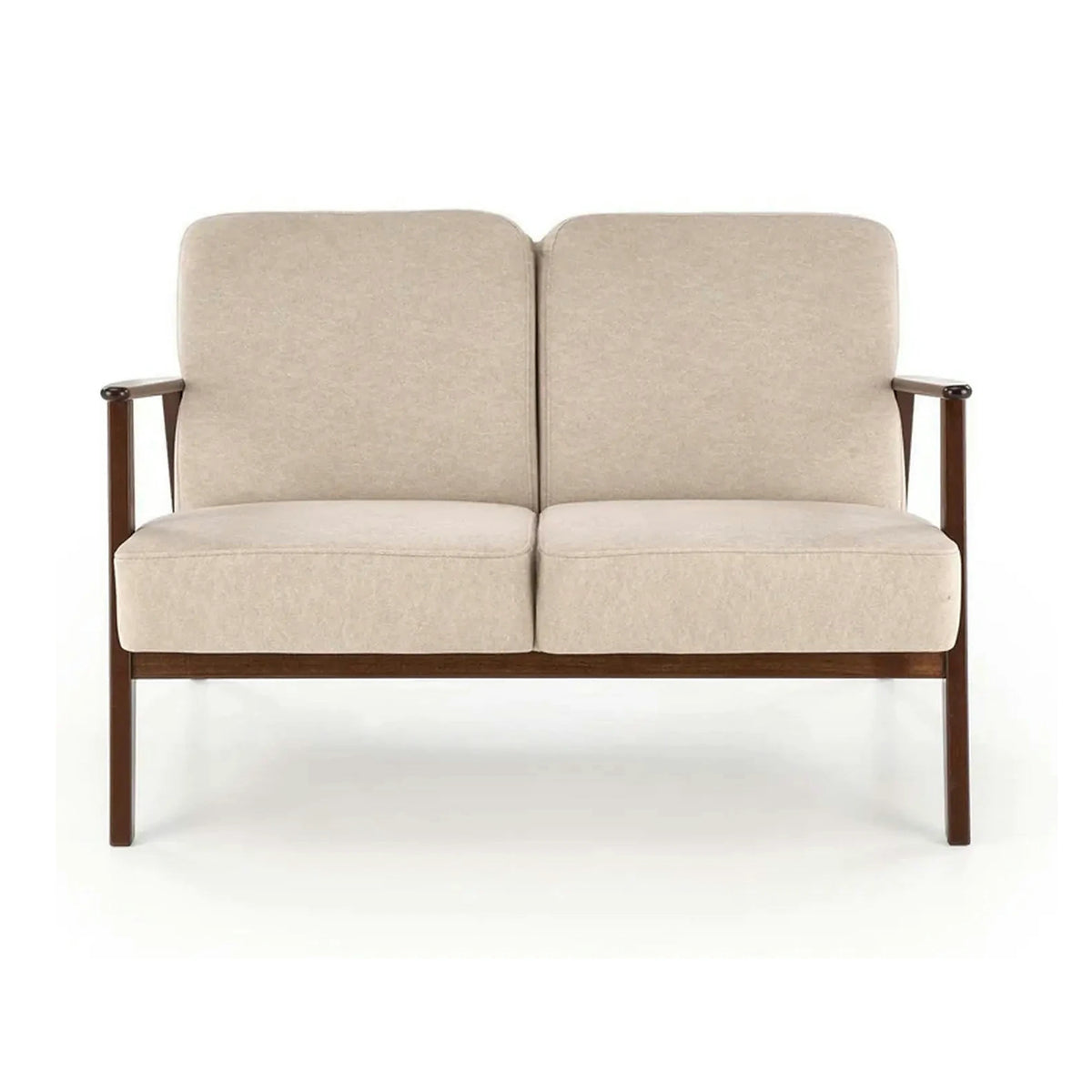 Canapea MILANO 2S, bej - Castel 15, stofa catifelata/lemn, 120x77x77 cm