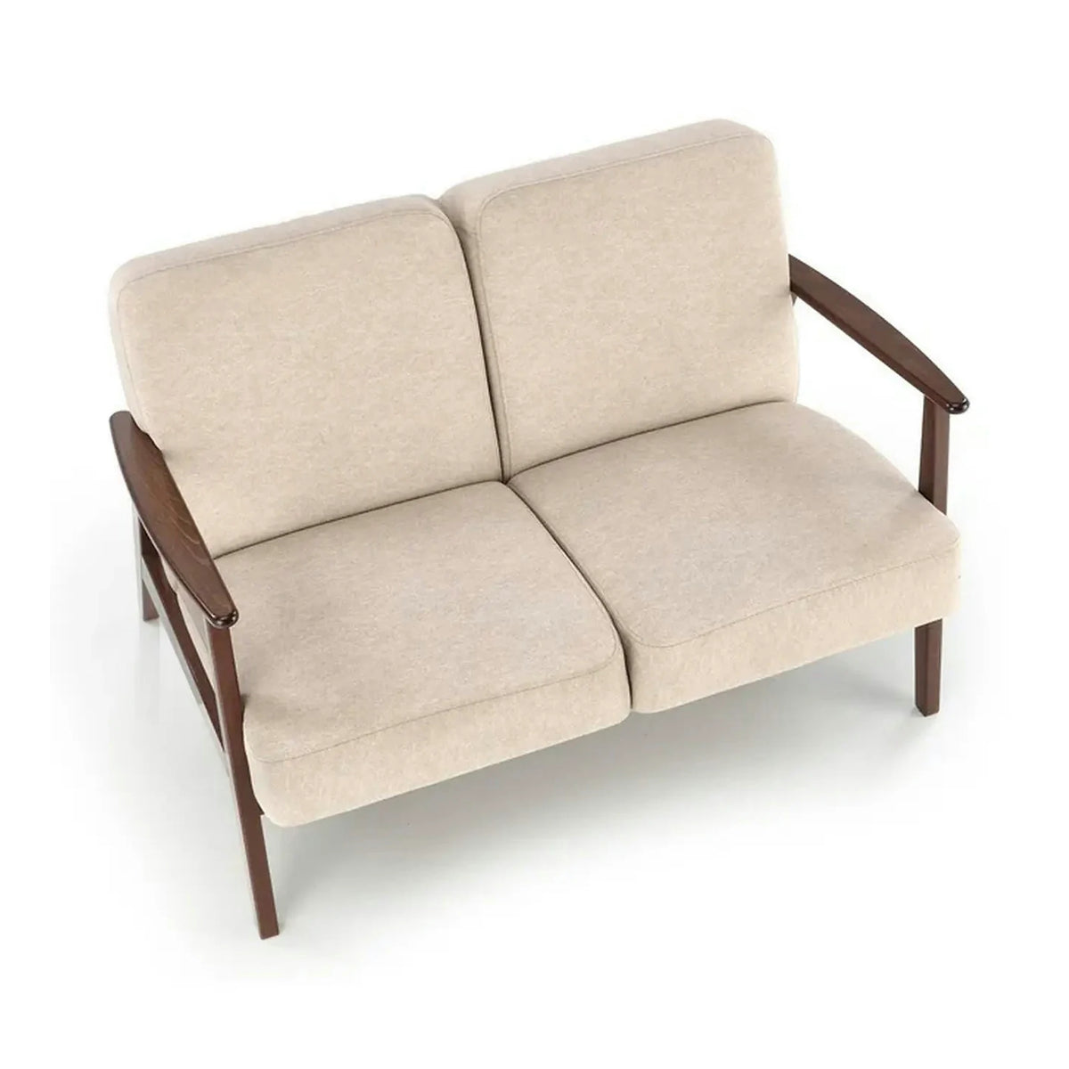 Canapea MILANO 2S, bej - Castel 15, stofa catifelata/lemn, 120x77x77 cm