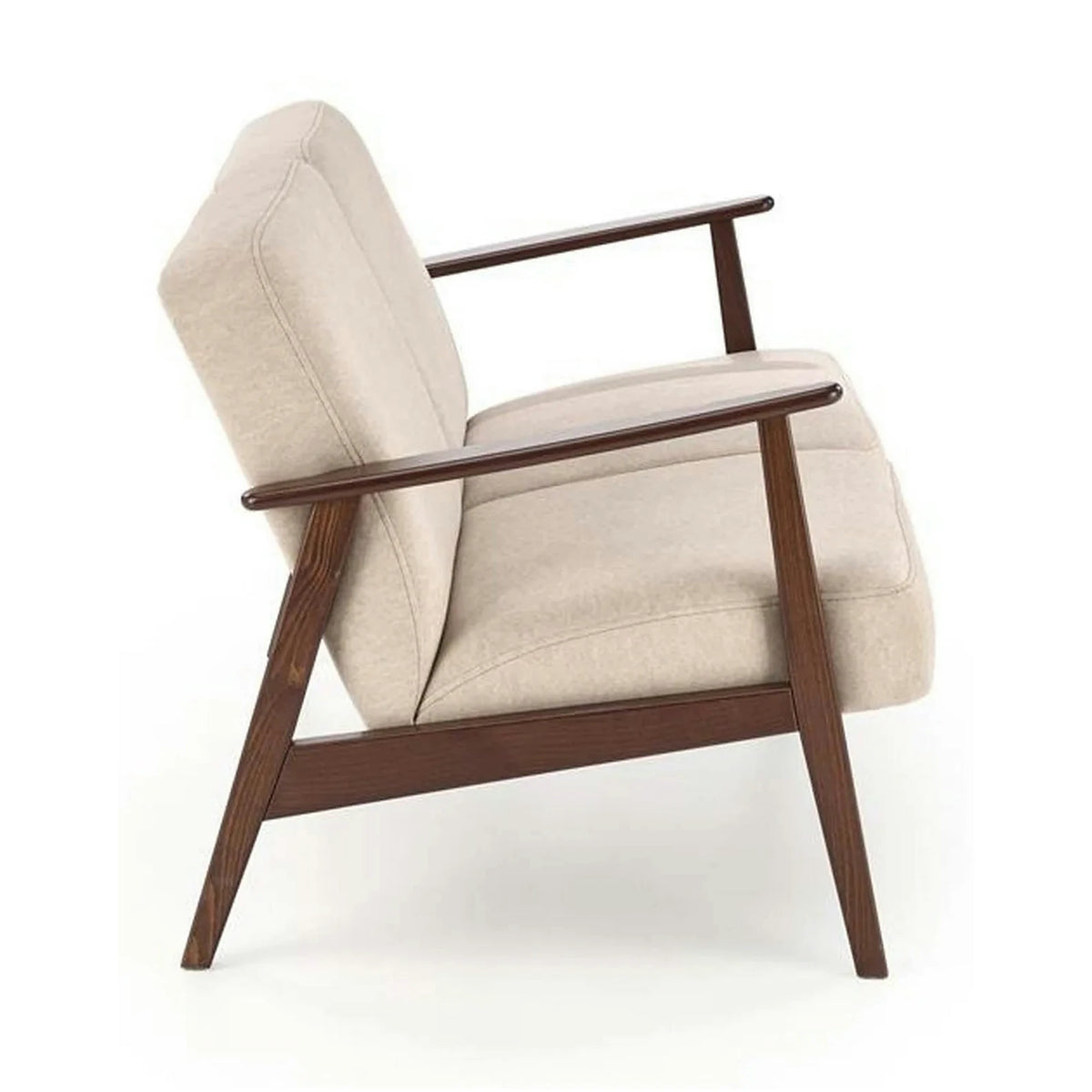 Canapea MILANO 2S, bej - Castel 15, stofa catifelata/lemn, 120x77x77 cm