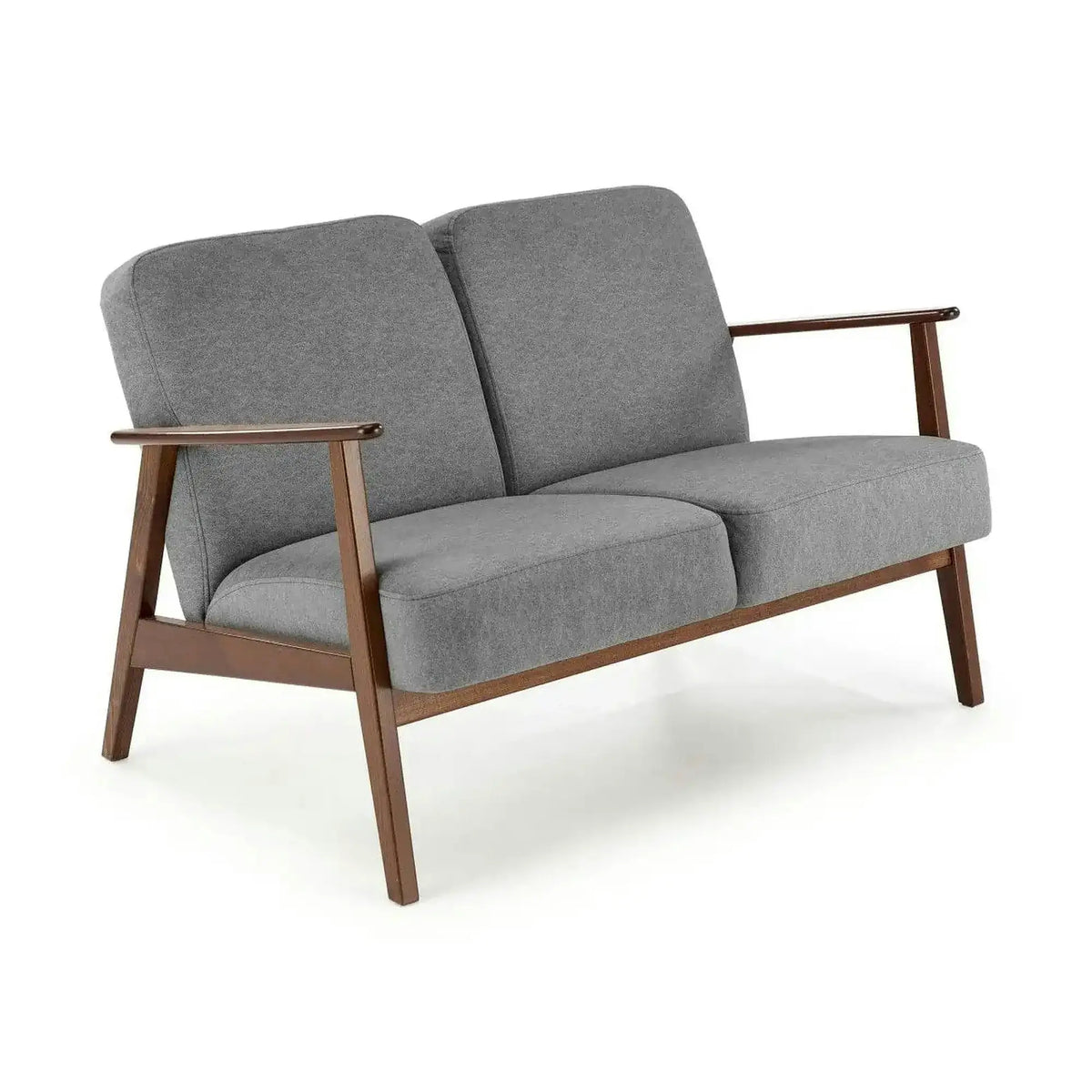 Canapea MILANO 2S, gri - Castel 93, stofa catifelata/lemn, 120x77x77 cm