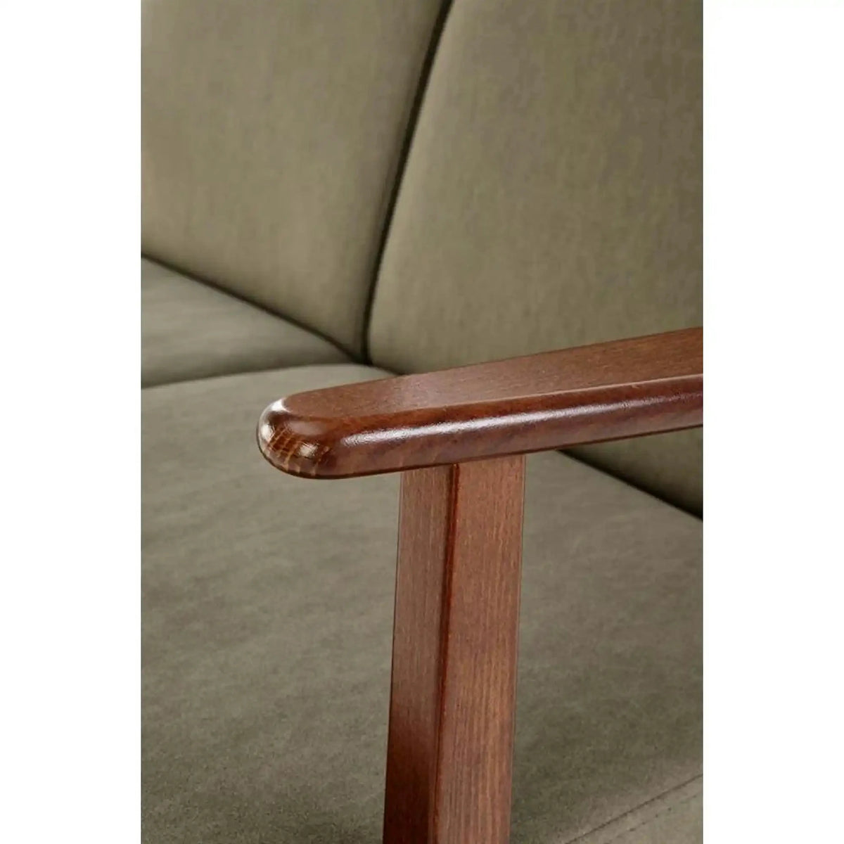 Canapea MILANO 2S, verde olive - Castel 39, stofa catifelata/lemn, 120x77x77 cm