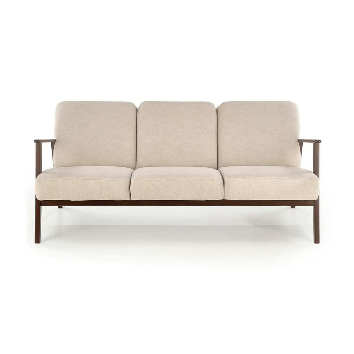 Canapea MILANO 3S, bej - Castel 15, stofa catifelata/lemn, 175x77x77 cm