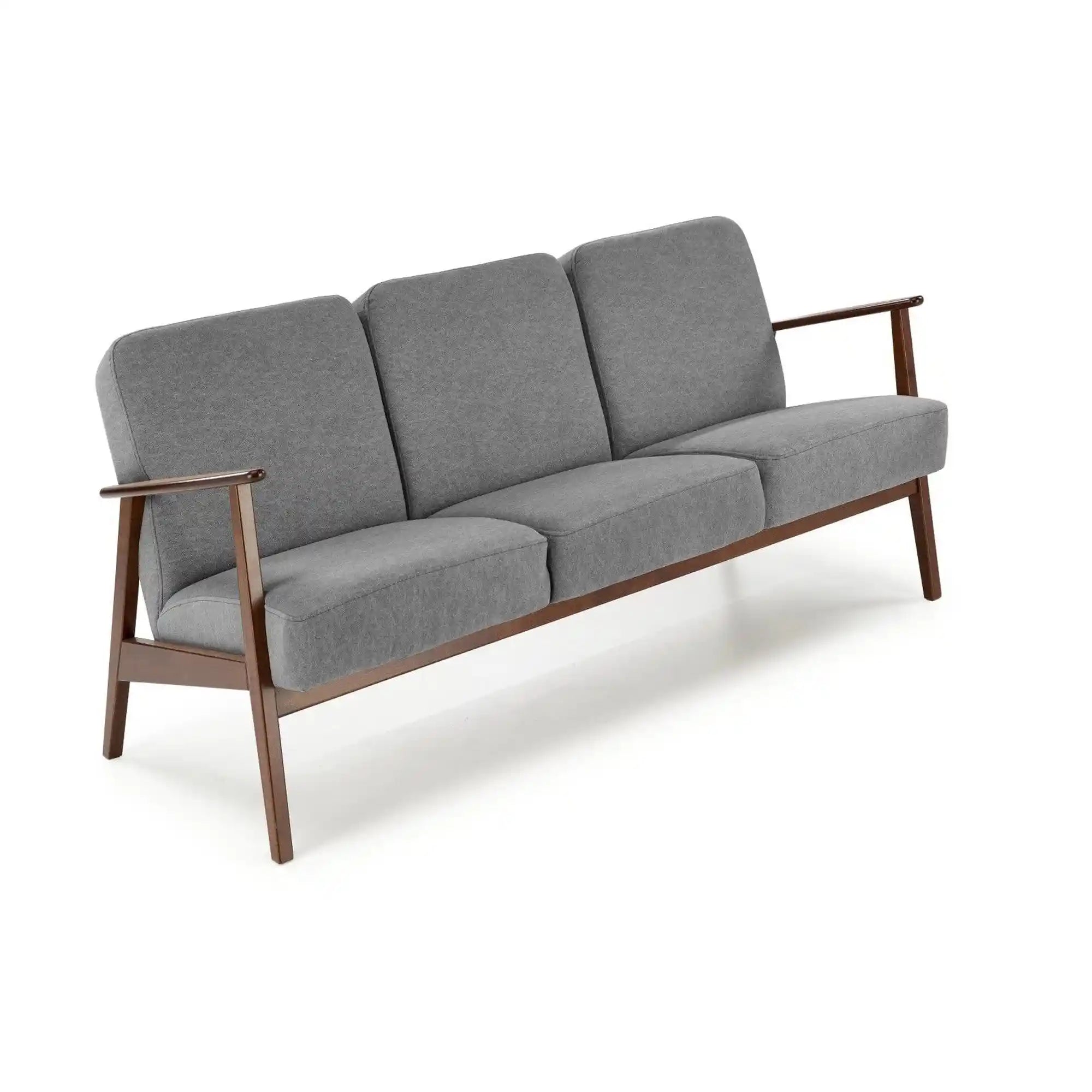 Canapea MILANO 3S, gri - Castel 93, stofa catifelata/lemn, 175x77x77 cm