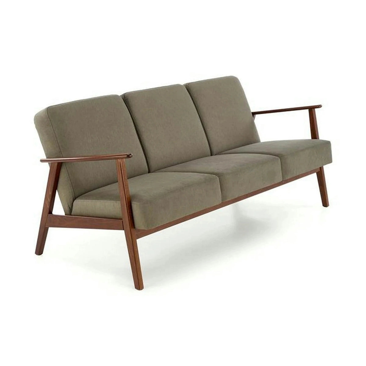 Canapea MILANO 3S, verde olive - Castel 39, stofa catifelata/lemn, 175x77x77 cm