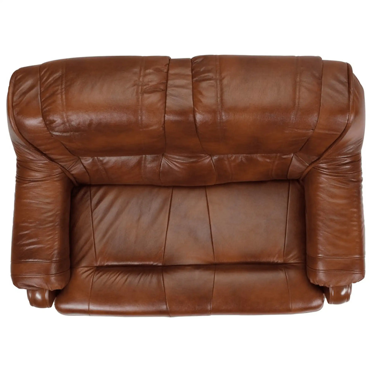 Canapea PARMA, maro, piele naturala/lemn/placaj, 145x96x95 cm