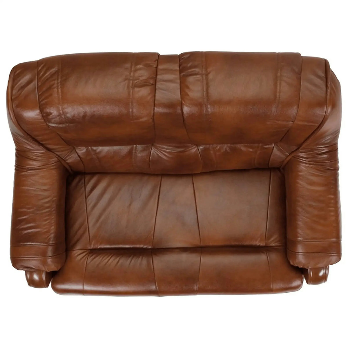 Canapea PARMA, maro, piele naturala/lemn/placaj, 145x96x95 cm