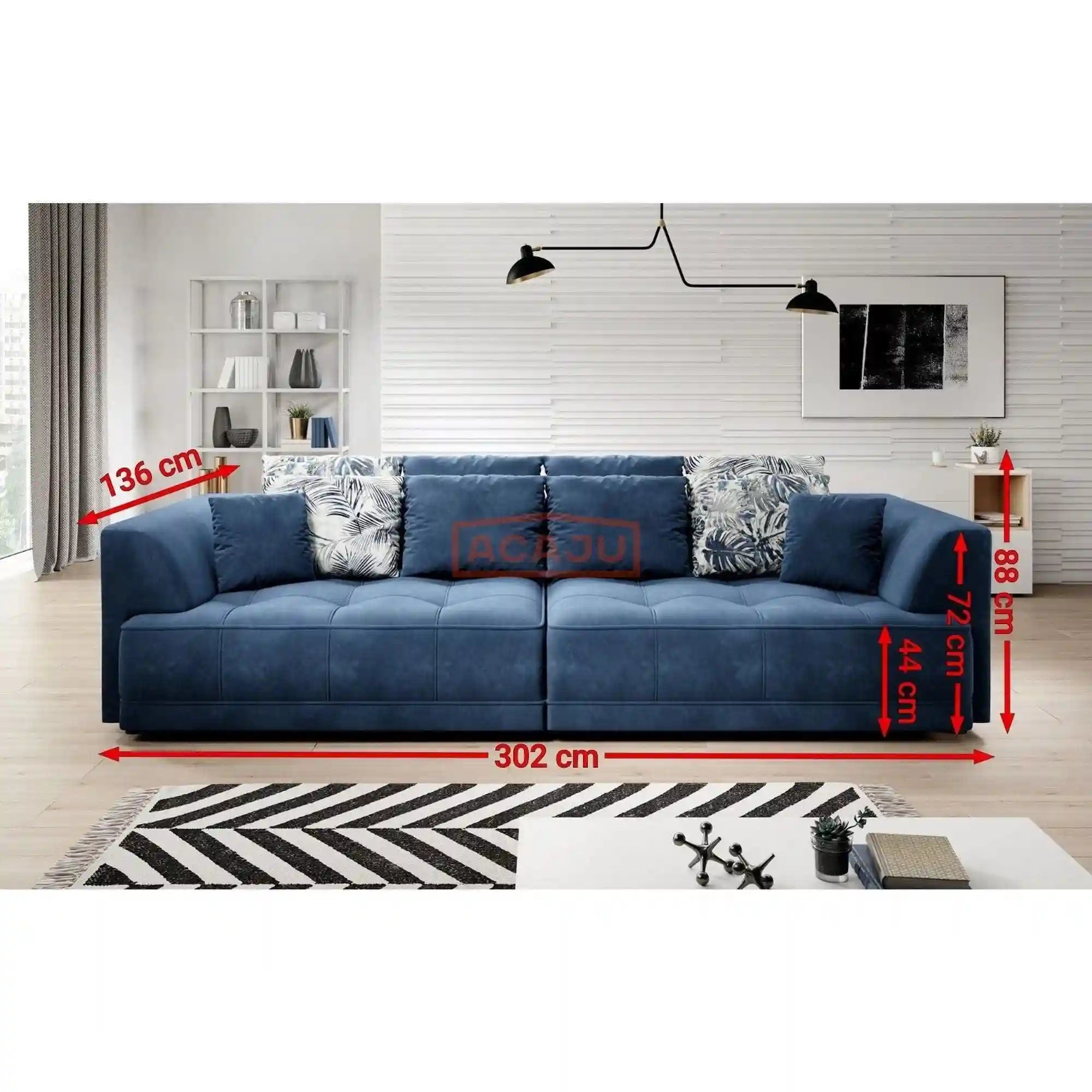 Canapea TIGA, personalizabil materiale gama Premium, reglaj electric, 4 locuri, 302x136x72/88 cm