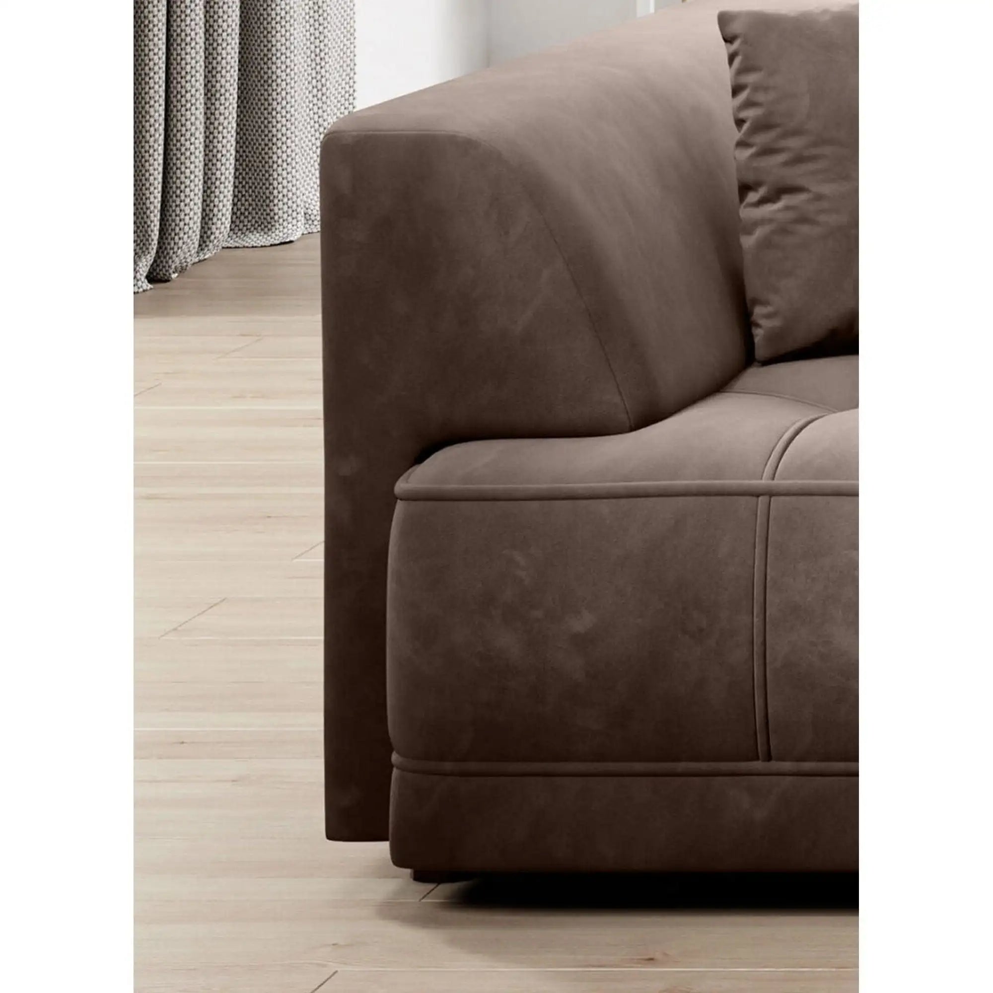 Canapea TIGA, stofa catifelata turcoaz inchis - Riviera 87, Gama Premium, reglaj electric, 4 locuri, 302x136x72/88 cm