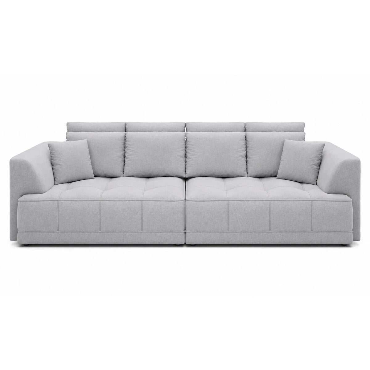 Canapea TIGA, stofa catifelata gri - Whisper 16, cu reglaj electric, 302x136x88/72 cm