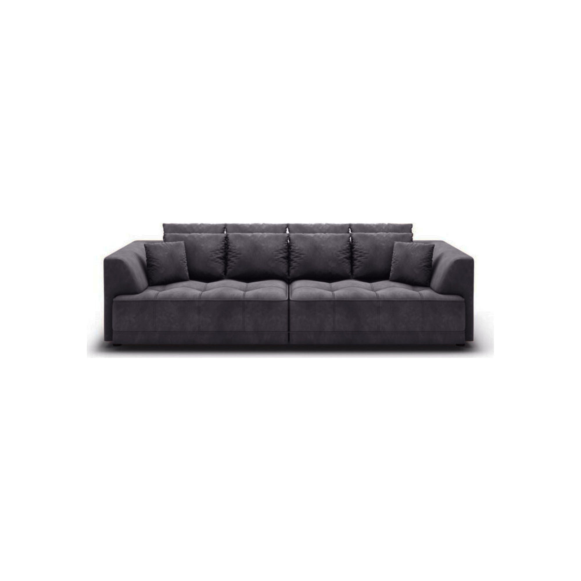 Canapea TIGA, stofa catifelata maro inchis - Whisper 6, Gama Premium, cu reglaj electric, 302x136x88/72 cm