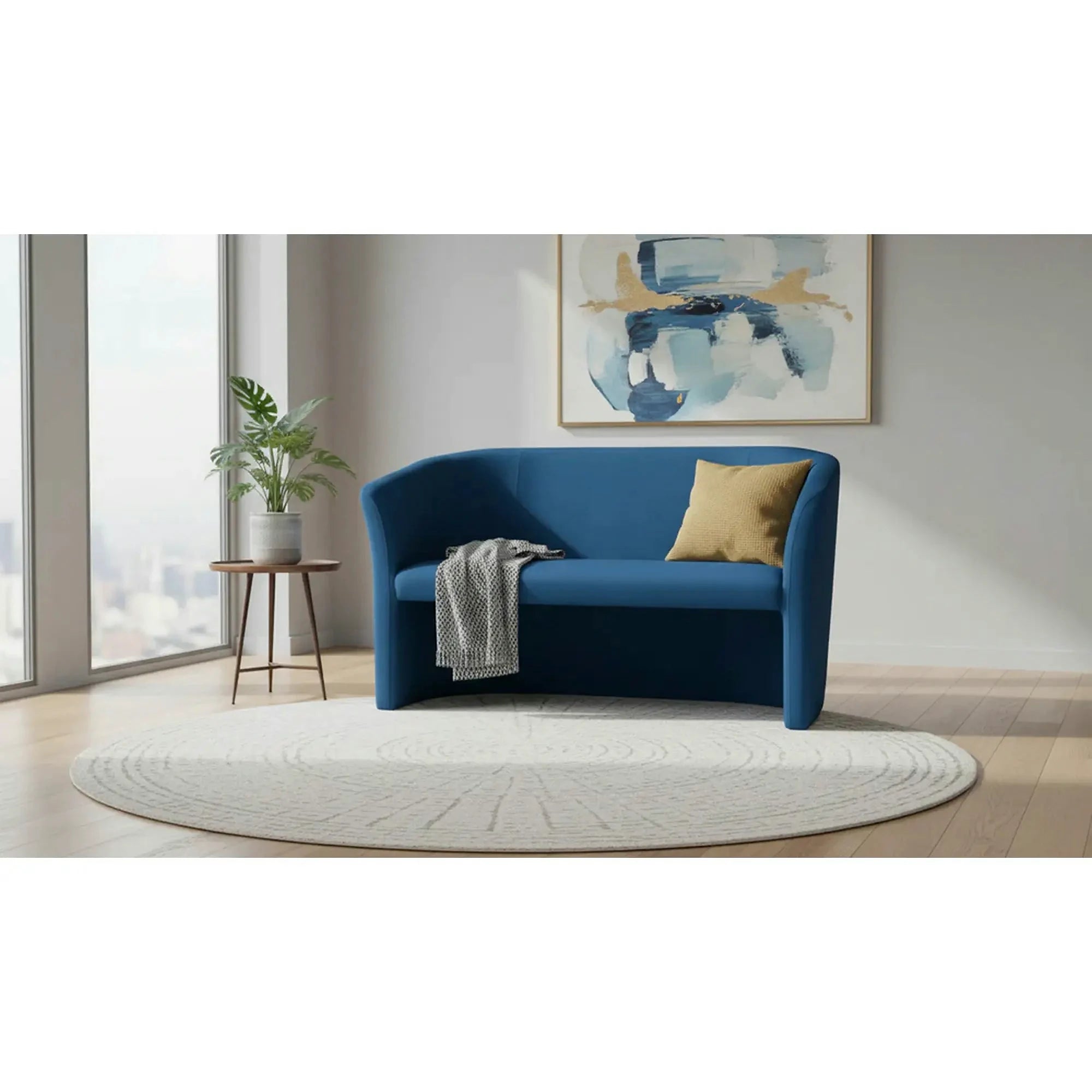 Canapea TM-2, stofa catifelata albastru inchis - Bluvel 86, 126x60x76 cm
