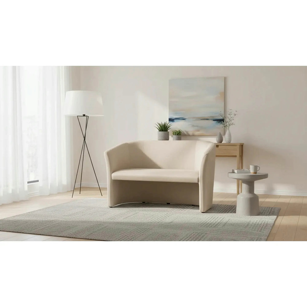 Canapea TM-2, stofa catifelata bej - Bluvel 28, 126x60x76 cm