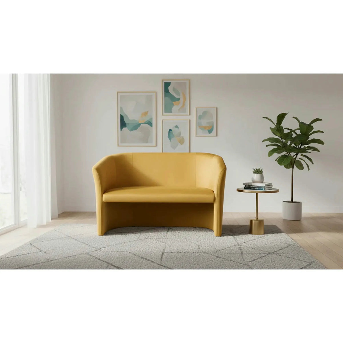 Canapea TM-2, stofa catifelata galben - Bluvel 68, 126x60x76 cm