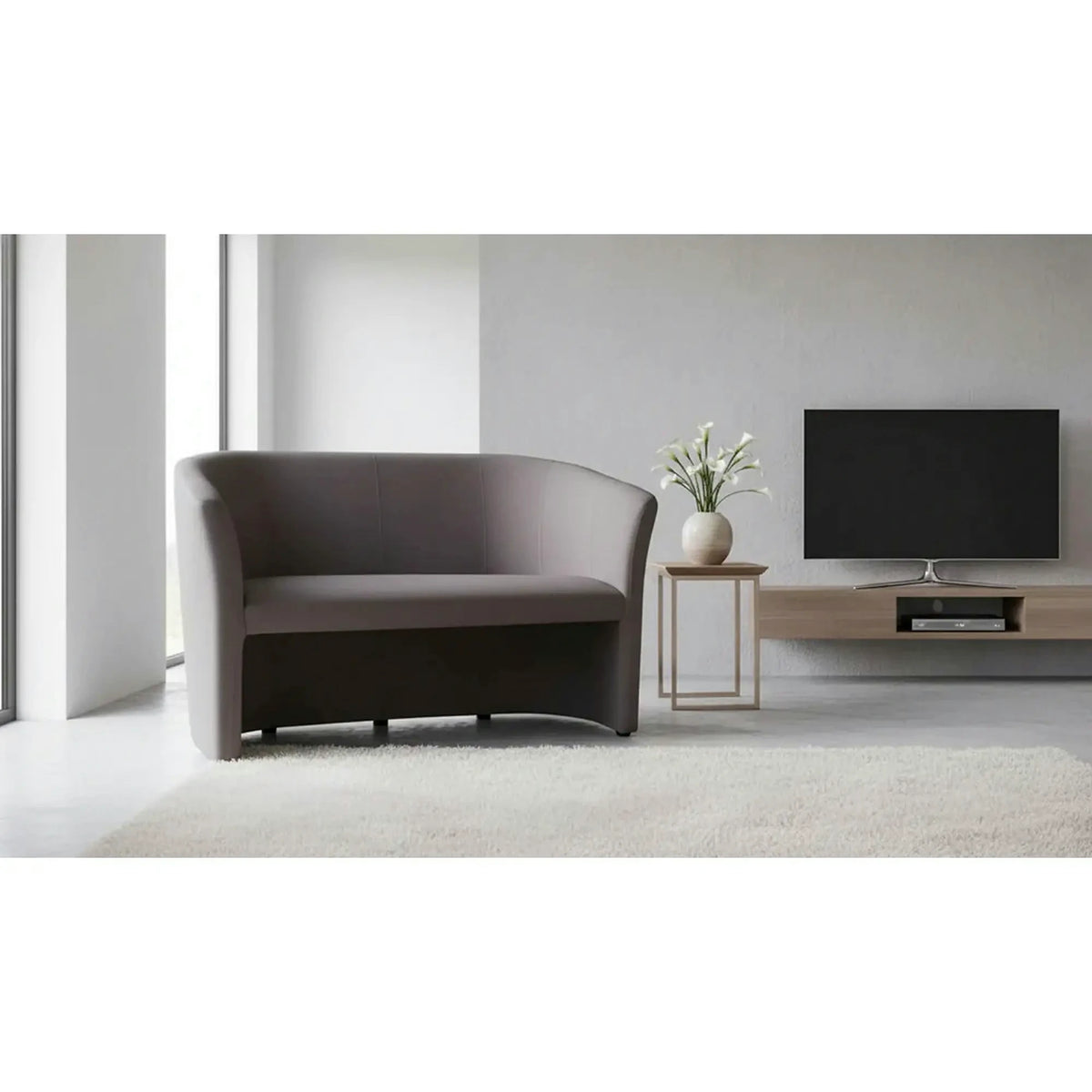 Canapea TM-2, stofa catifelata gri - Bluvel 14, 126x60x76 cm