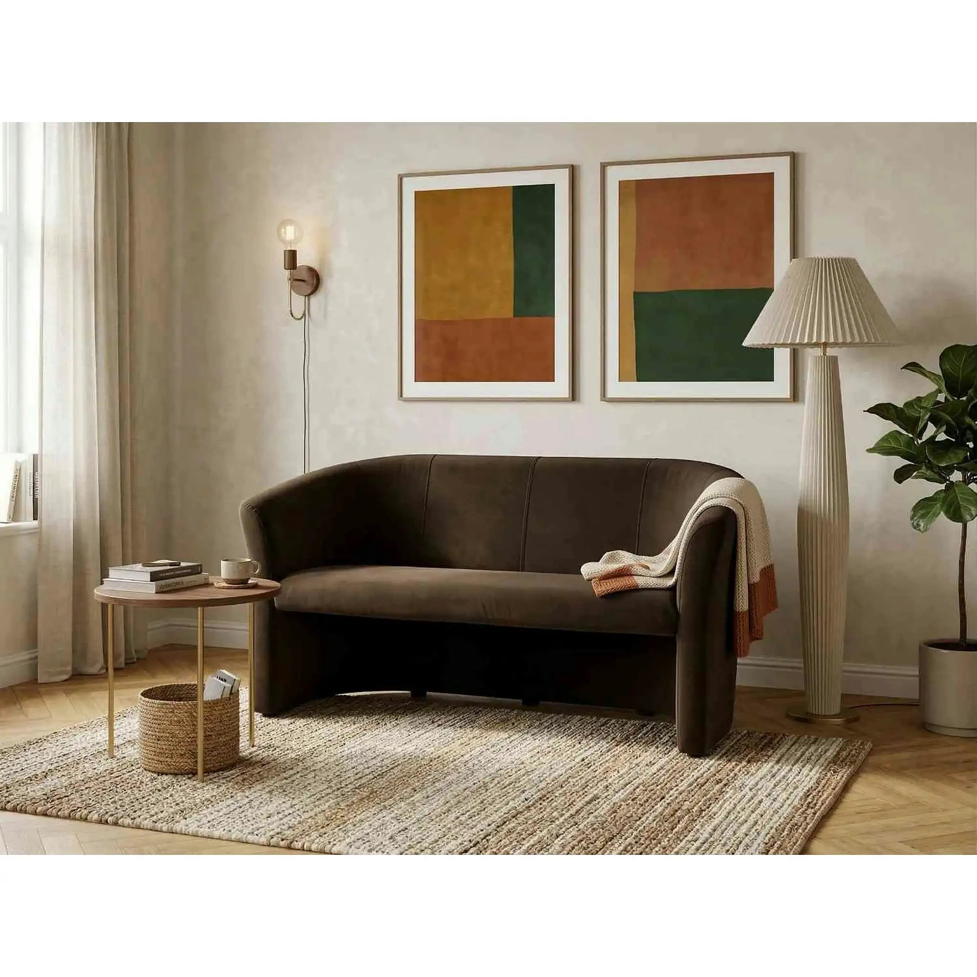 Canapea TM-3, maro, piele ecologica, 160x60x76 cm