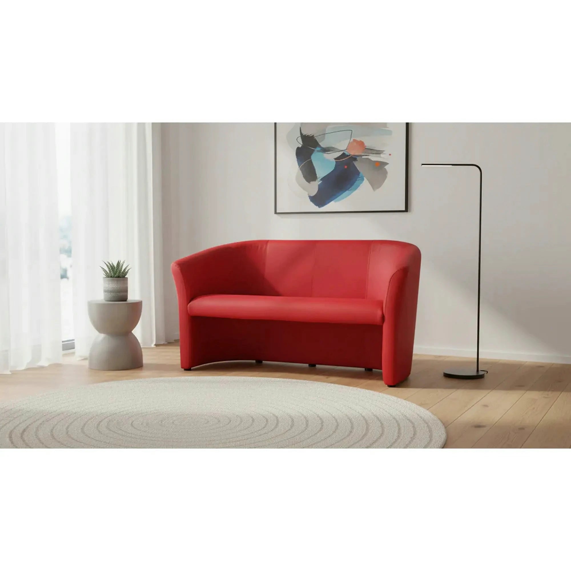 Canapea TM-3, rosu, piele ecologica, 160x60x76 cm