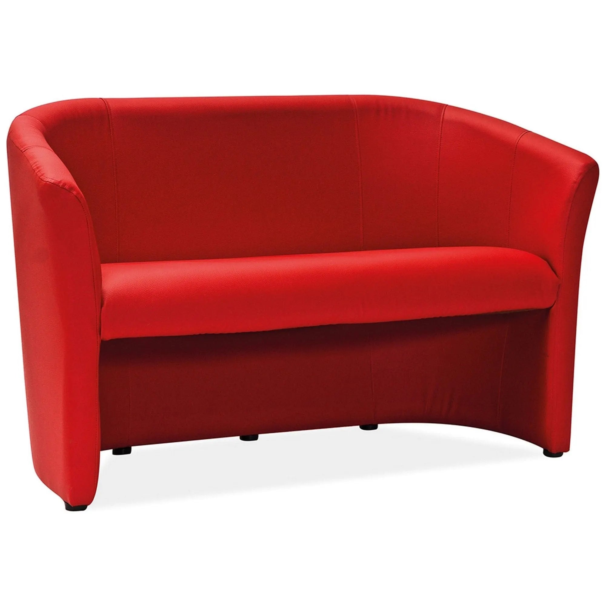 Canapea TM-3, rosu, piele ecologica, 160x60x76 cm