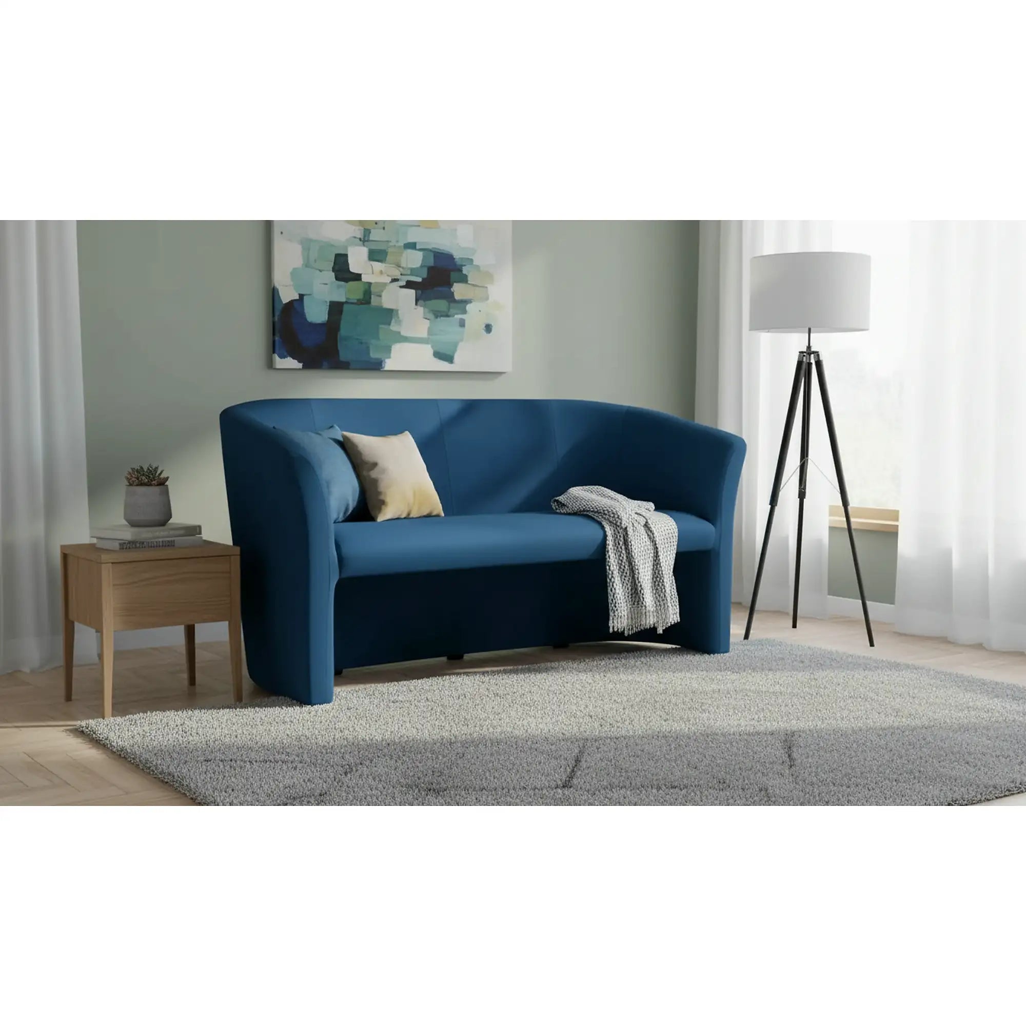 Canapea TM-3, stofa catifelata albastru inchis - Bluvel 86, 160x60x76 cm